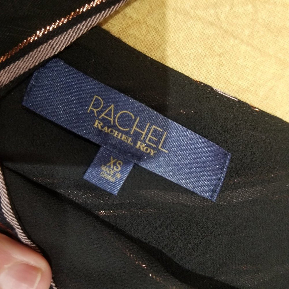 Rachel Rachel Roy V-Neck Tank Top Metallic rose gold Stripe Black Rose Combo XS