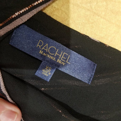 Rachel Rachel Roy V-Neck Tank Top Metallic rose gold Stripe Black Rose Combo XS