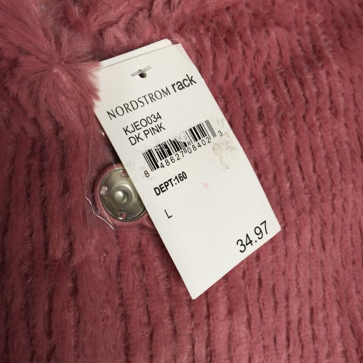Elodie Faux Fur Jacket Long Sleeves Front Snap Size Large
