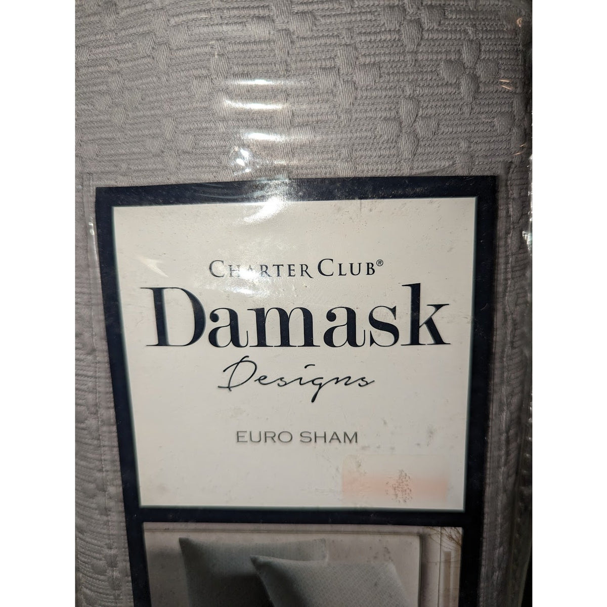 Charter Club Damask Diamond Dot Cotton Med Gray jacquard European Sham New