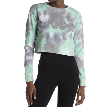 Kappa NWT Pink Frost Grey Authentic Amble Crop Sweatshirt Size Large