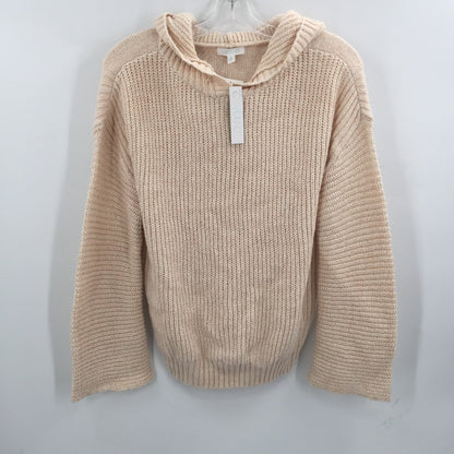 Abound Cozy Ribbed Knit Long Sleeve Hoodie Sweater Heather Beige Size Medium NWT