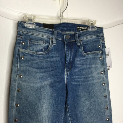 Blank Nyc The Bond Beaded Skinny Jeans Mid-Rise Medium Wash Blue Size 27