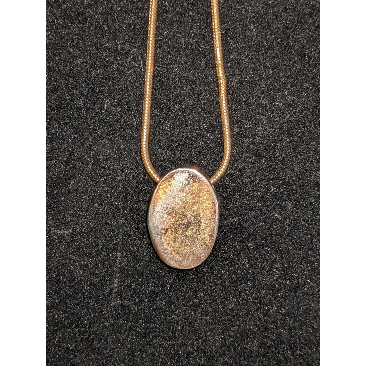 Vintage Golden Plate Oval Pendant Necklace Chain Minimalist