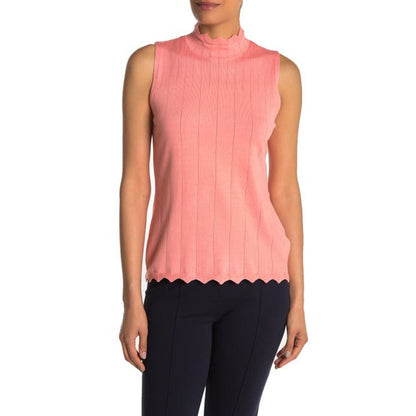 Devotion by Cyrus Mock Neck Tank Sweater Light Flamingo Size Small