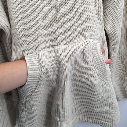 RDI Tunic Sweater Mock Neck Kangaroo Pockets Ribbed White Beach Size Medium