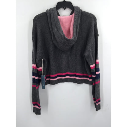 Court & Rowe Wool/Alpaca Pullover Hoodie Long Sleeve Stripe Gray Small NEW