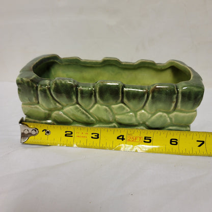 Vintage Stone embossed Oblong 7" Green planter