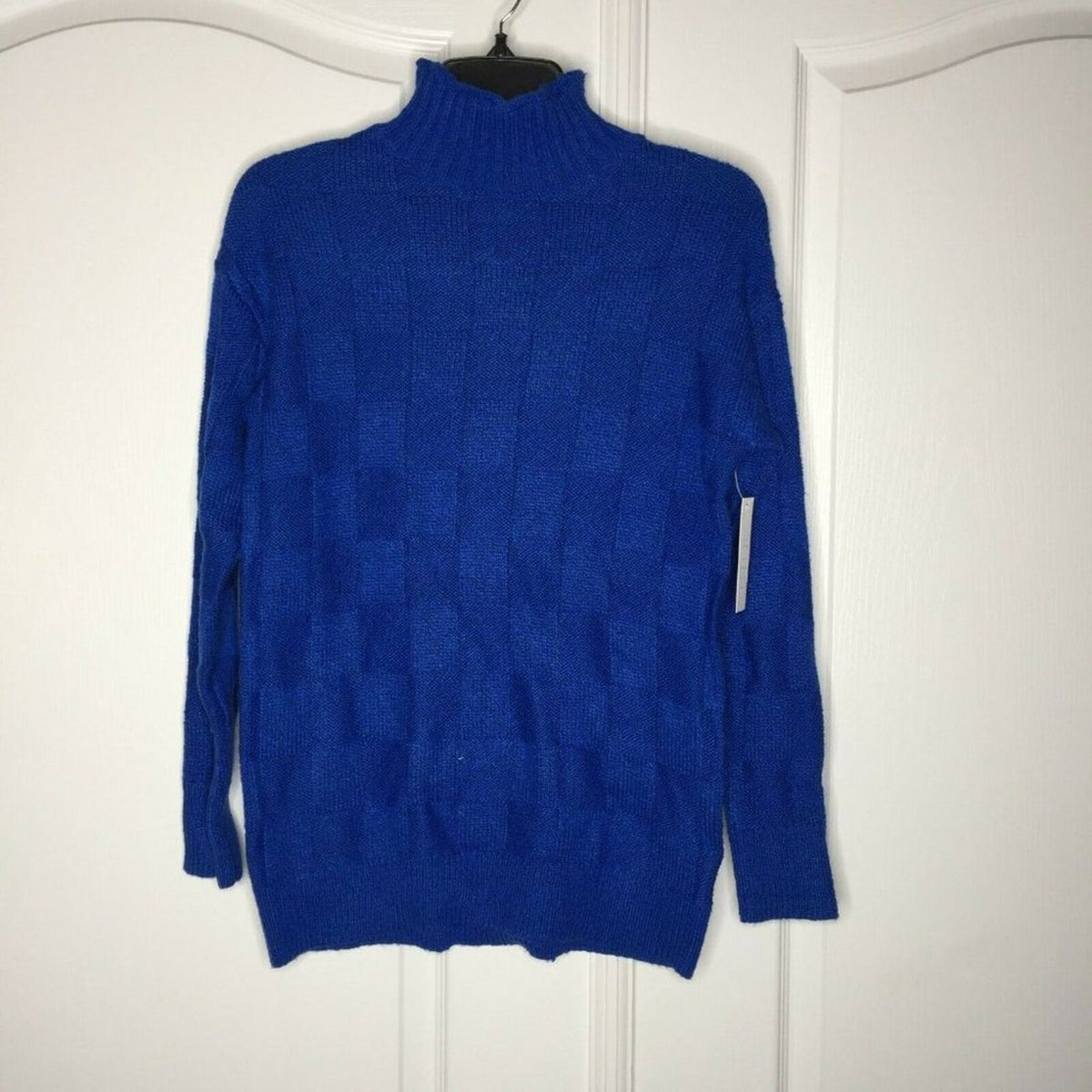 ABOUND Knit Pullover Long Sweater Blue Basket Weave Stitch XX Small High Neck