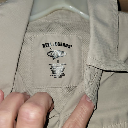 Reel Legend Small Long Sleeve outdoor wear Tan Button Up Vented Fishing
