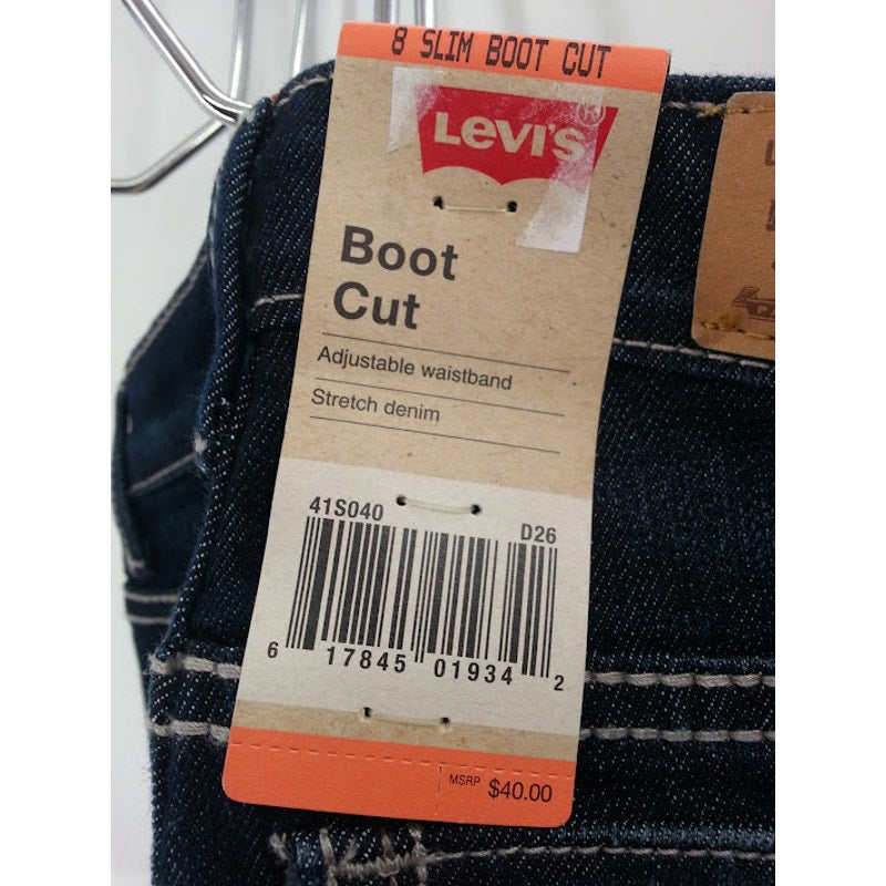 Levi's Boot Cut Adjustable YOUTH Stretch Denim Size 8 Slim NWT Jeans Embroidered