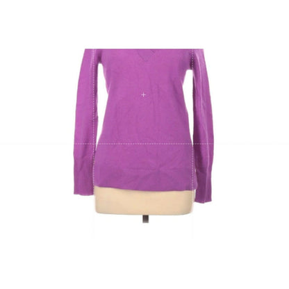Halogen NWT Classic Cashmere Pullover Sweater Long Sleeve V-Neck Purple Size XS