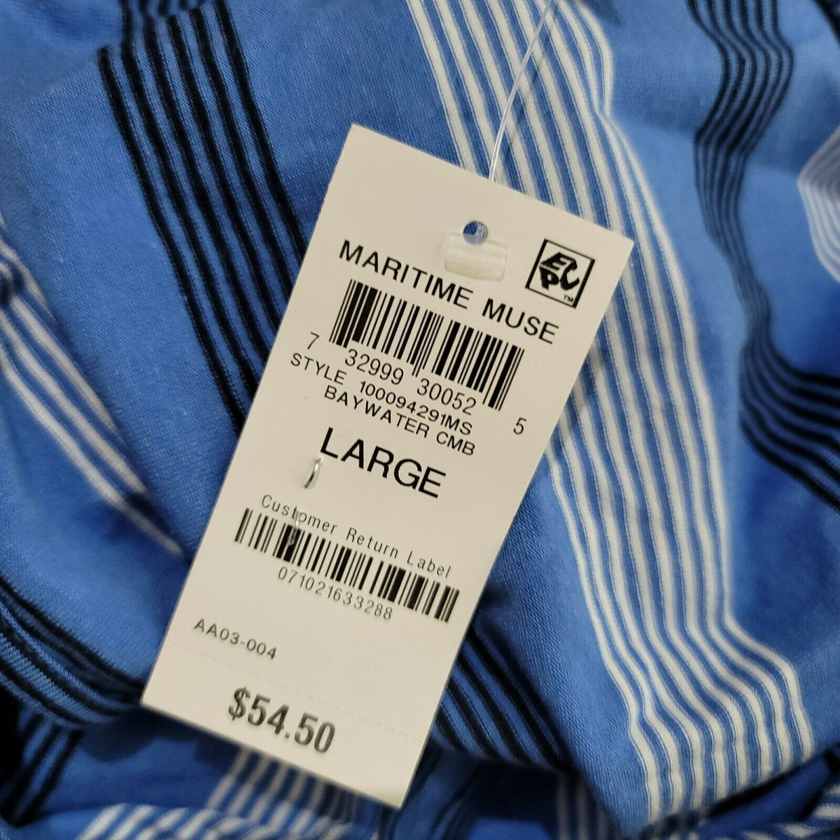 Charter Club Mixed Striped Sleeveless Top Button Front V-Neck Tie-Waist Large
