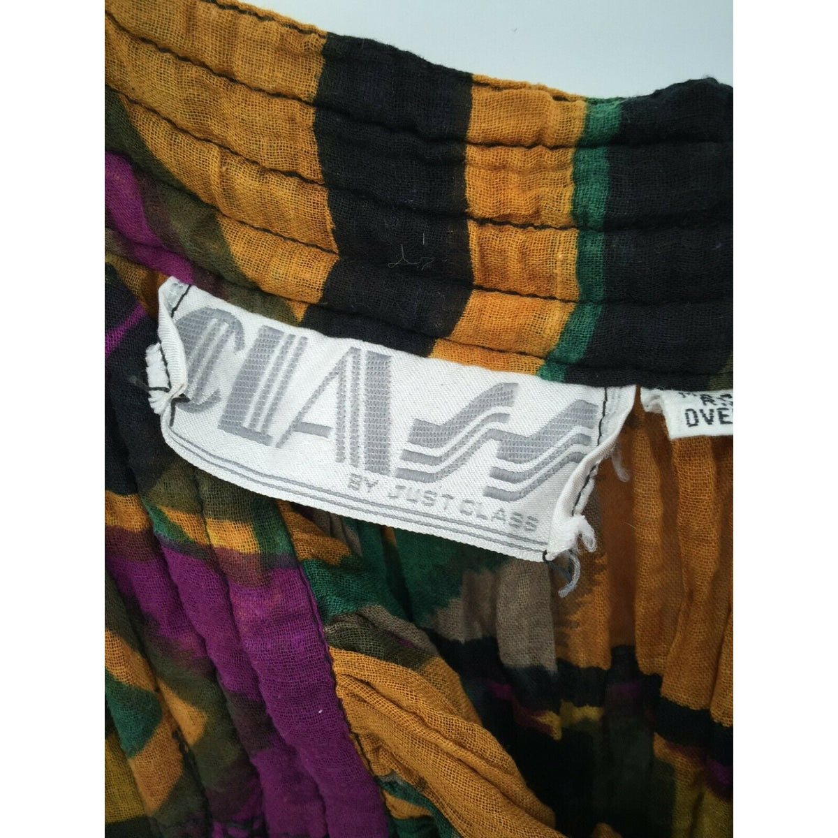 Just Class Abstract Pleated Skirt Drawstring Waist Multicolor Large boho