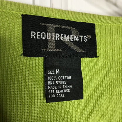 Requirements Cardigan Sweater Long Sleeve V-Neck Button Closure Green Medium