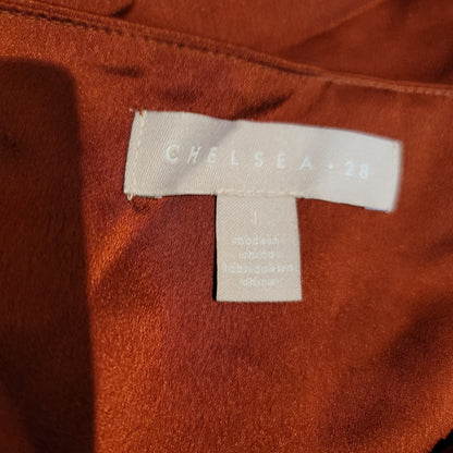 CHELSEA28 Sleeveless Twist Neck Halter Keyhole Blouse Rust Summer Dressy Large