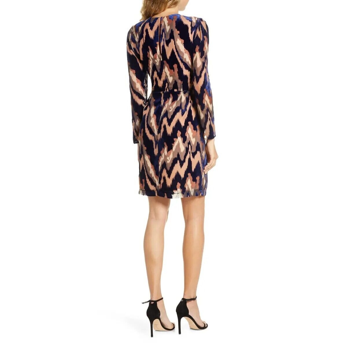 Harlyn Velvet Burnout Long Sleeve Cocktail Dress Tauney Size Small