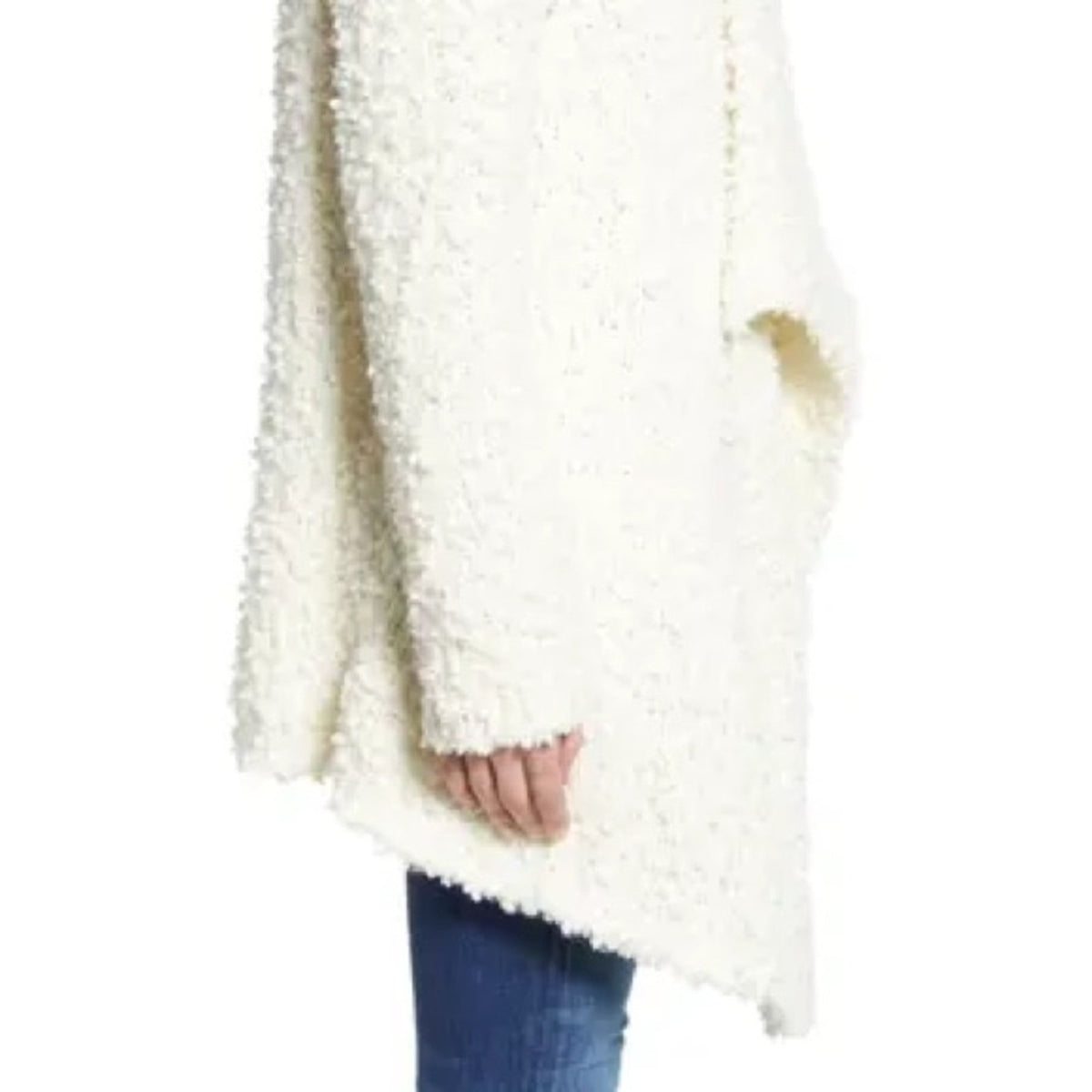1. State Antique White Drape Front Poodle Cardigan