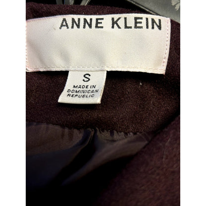 Anne Klein NWT Merlot Double Breasted Peacoat Jacket Size Small Wine 6 button