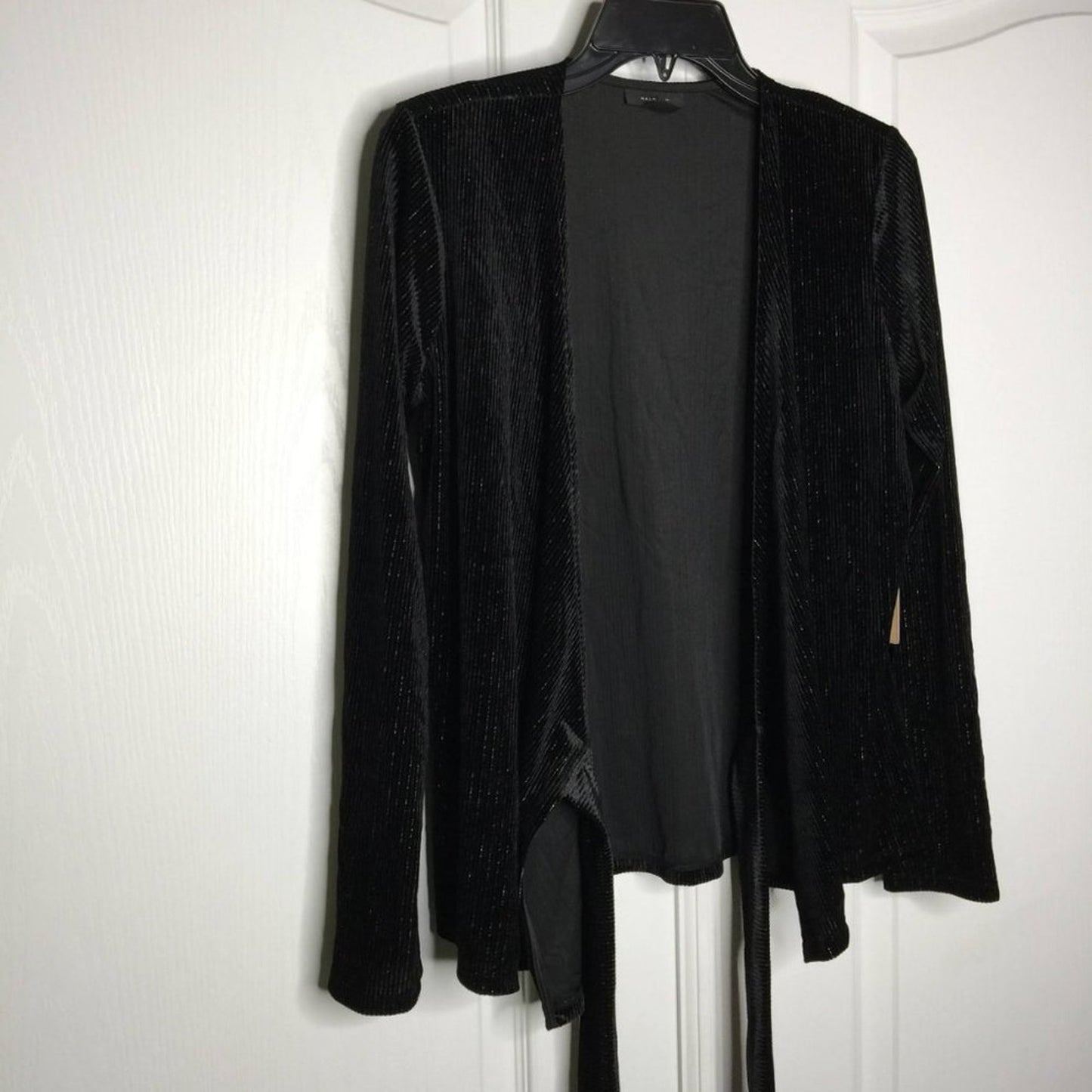 Halogen Velvet Metallic Ribbed Wrap Top Long Sleeve Surplice V-Neck Medium NEW