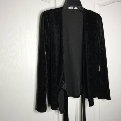 Halogen Velvet Metallic Ribbed Wrap Top Long Sleeve Surplice V-Neck Medium NEW