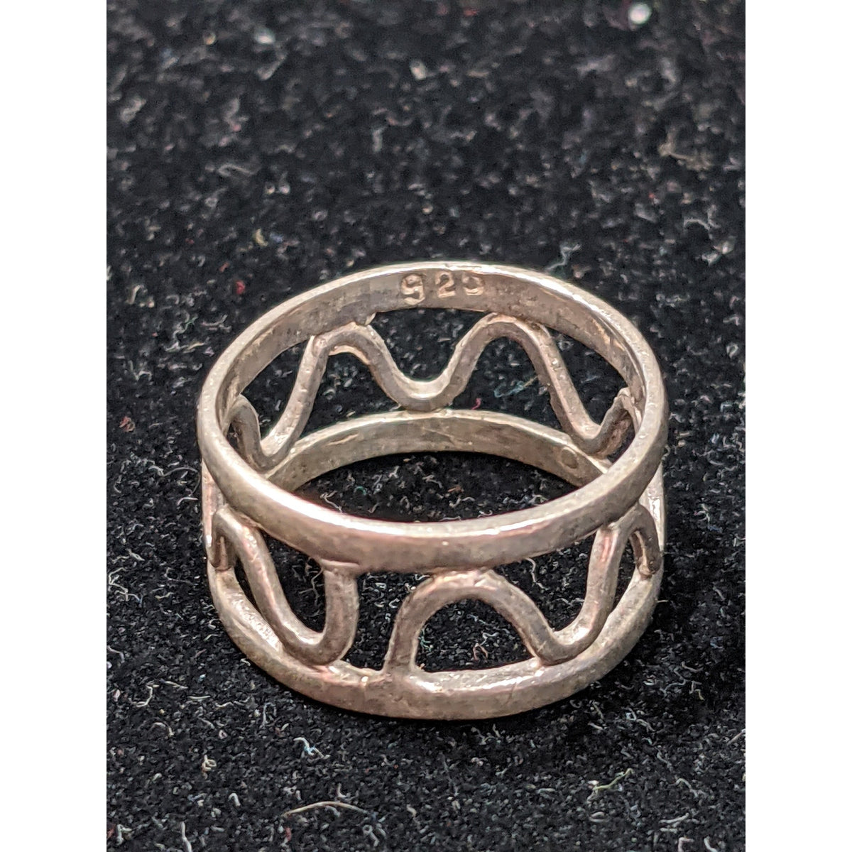 Vintage Handmade Wave Pattern 925 Sterling Silver Cage Ring Size 6.5