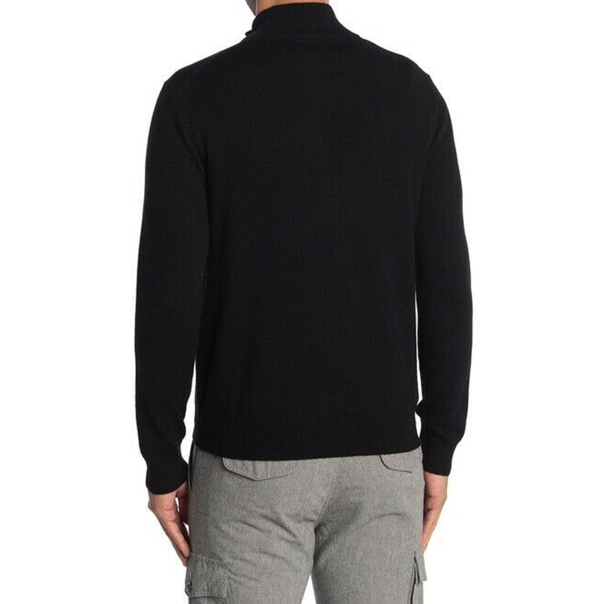 Thomas Dean Pullover Sweater 1/4 Zip Long Sleeves Stand-Up Collar Black Small
