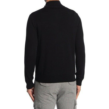 Thomas Dean Pullover Sweater 1/4 Zip Long Sleeves Stand-Up Collar Black Small