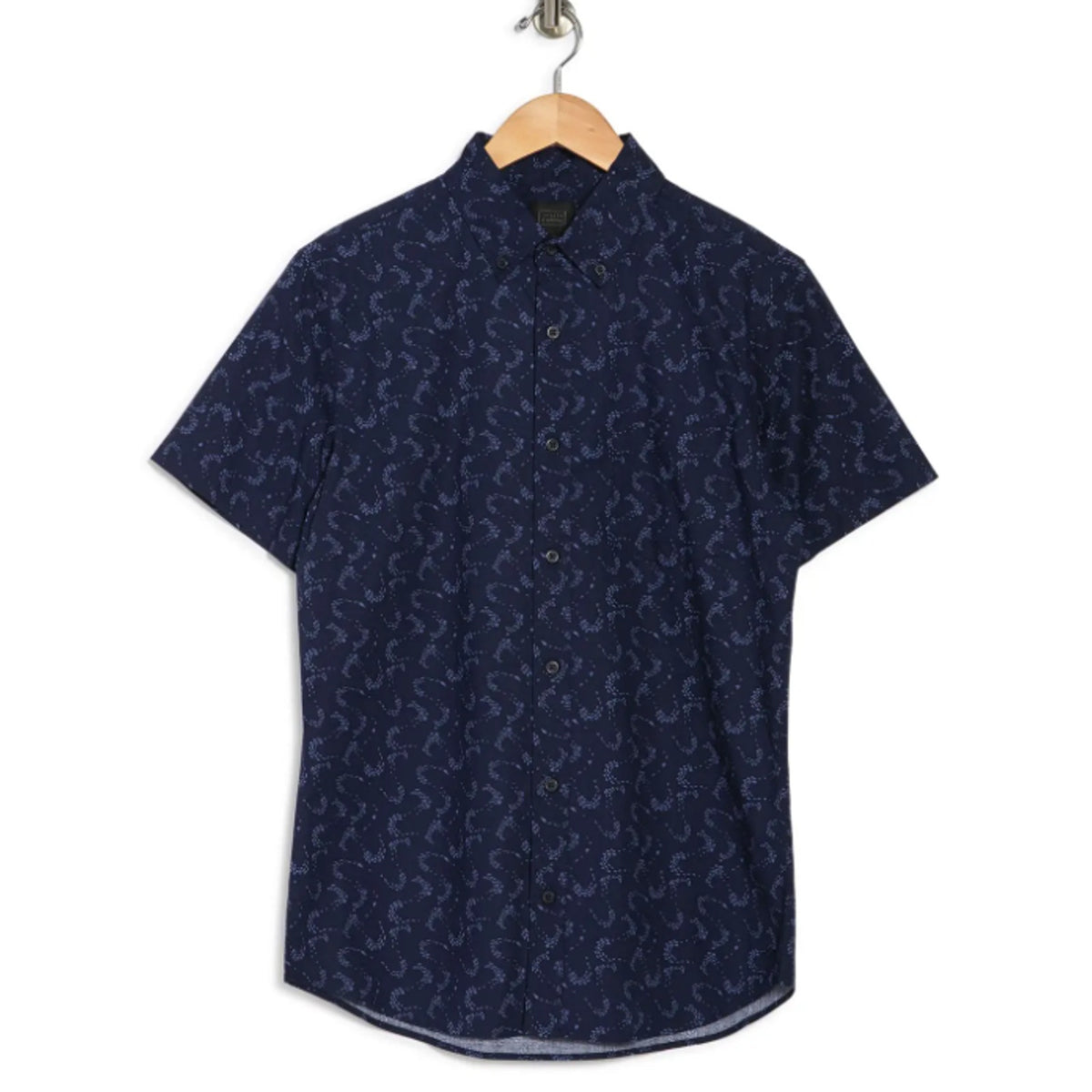 14th & Union SMALL button Down Shirt Print Blue CASUAL short sleeve BLOWN AWAY