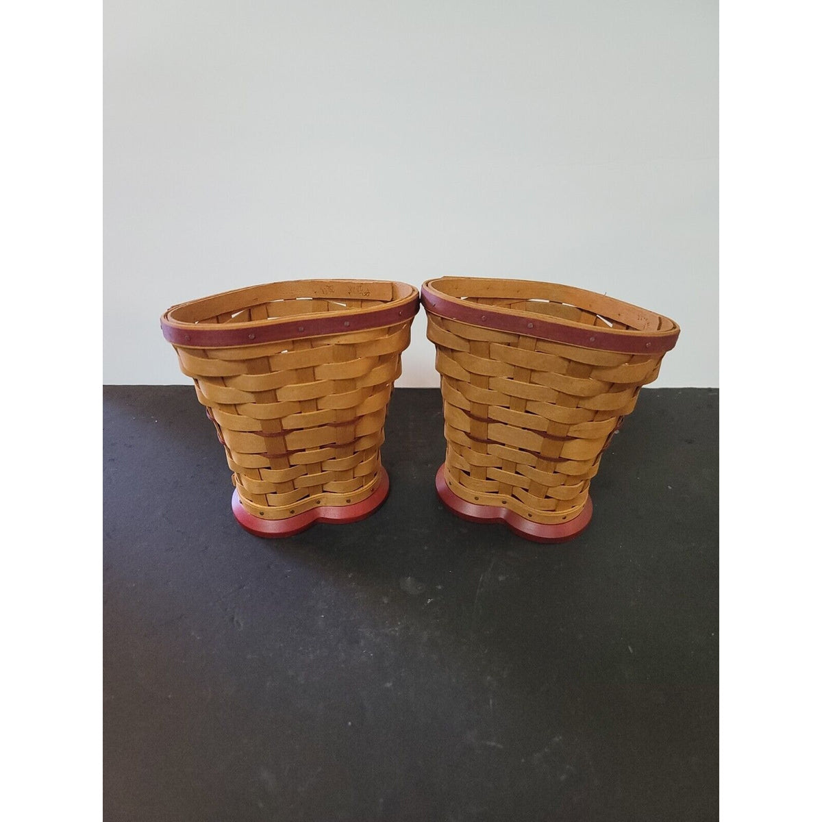 PAIR Of Two 2008 Longaberger WOVEN Sweetheart True Love Heart Shaped Baskets