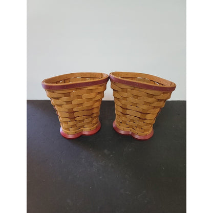 PAIR Of Two 2008 Longaberger WOVEN Sweetheart True Love Heart Shaped Baskets