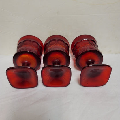 Noritake SET 3 Red Spotlight stemware footed dimple wine sherry glasses 4.3/4"
