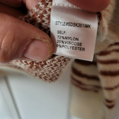 4SI3NNA Pullover Sweater Long Sleeves Crew Neck Rebecca Zebra Ivory Brown Medium
