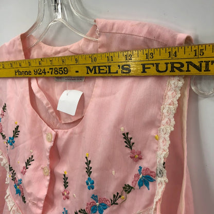Vintage Confessiones Maria Luisa Pink Embroidered Housedress Size 36