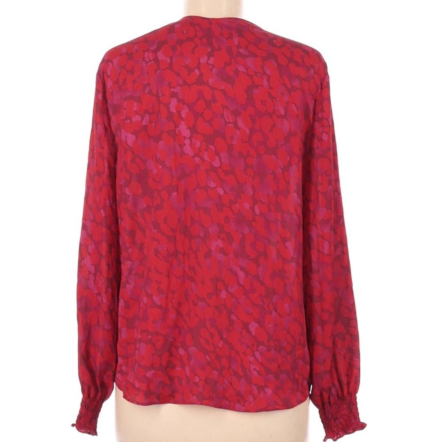 Gibson Latimer NWT Long Sleeve V-neck Red & Pink Blouse Medium Top