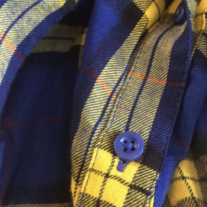 Abound Yellow Blue Plaid Button Down Shirt Small WOMENS long sleeve blue yellow