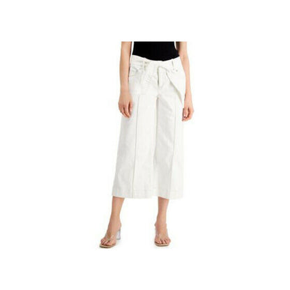 INC International Concepts Women Tie-Waist Culotte Pant Zipper-Up Bright White 2