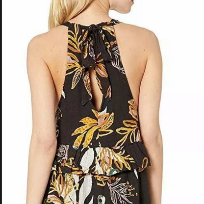 All in Favor Simone Floral Wrap Minidress Green Daisy Size XS new summer