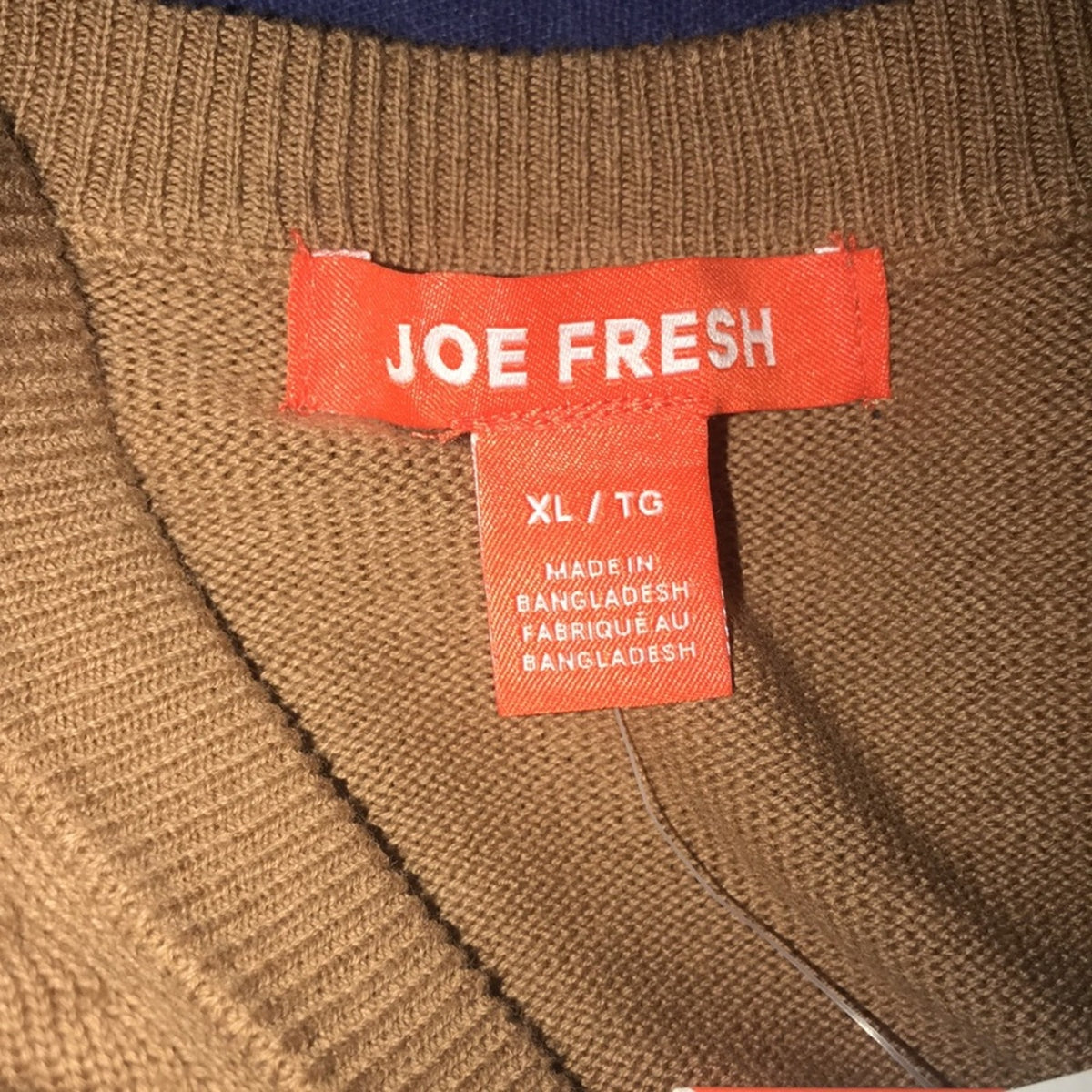 Joe Fresh Solid V-Neck Brown Pull Over Sweater XL NEW eXTRA LARGE Casual