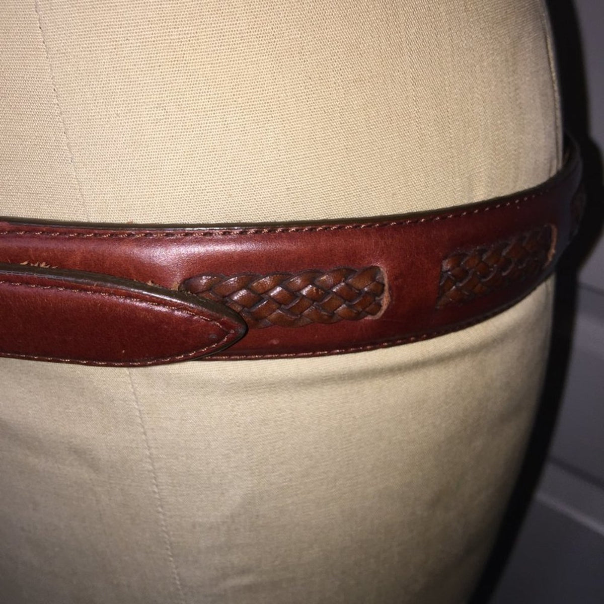 Brighton Leather Basket weave Belt Silver Buckle chestnut cherry