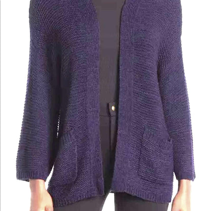 CENY NWT Navy Knit Open Cardigan Small Long Sleeve Lightweight Travel Packable