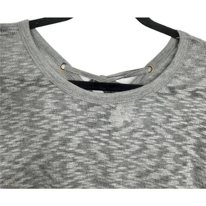 Thyme & Honey Lightweight Lace-Up Back Long Sleeve Top Sz Large Heather Grey NWT