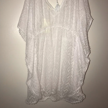 Miken Swim NEW White Lace Swim Cover Up Top Size Medium