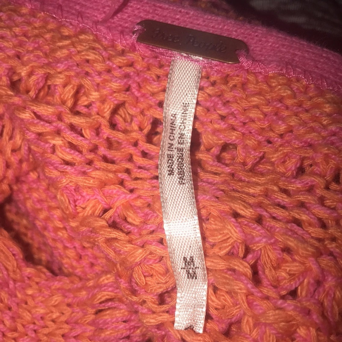 Free People Pink Hot Topics V-Neck Sweater Size Medium