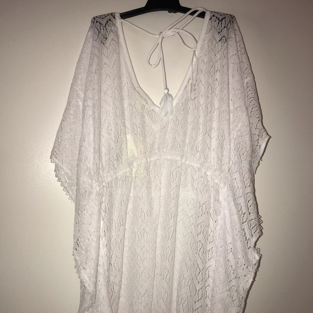 Miken Swim NEW White Lace Swim Cover Up Top Size Medium