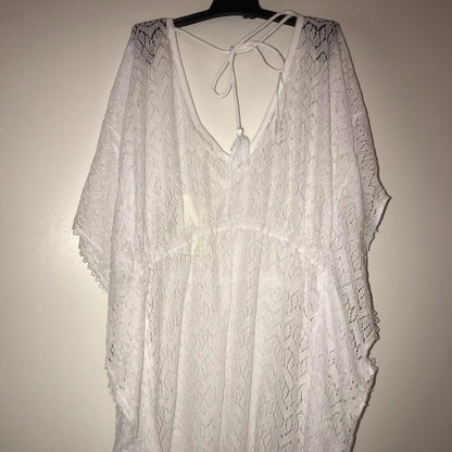 Miken Swim NEW White Lace Swim Cover Up Top Size Medium
