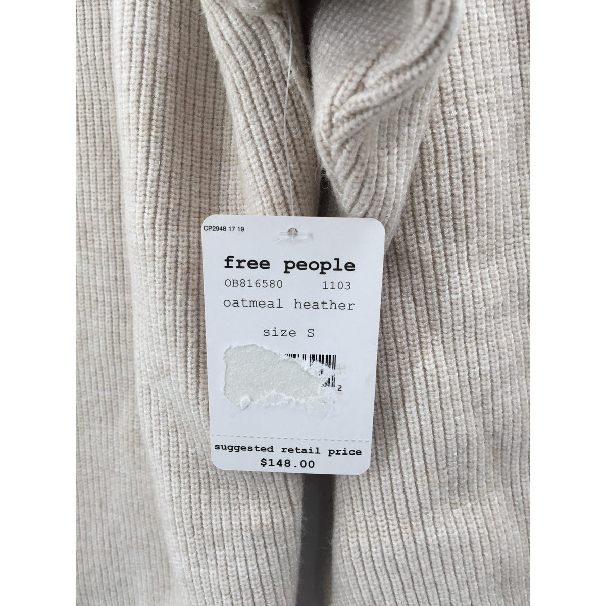 Free People OVERSIZED slouchy Turtleneck Tunic Sweater Oatmeal Heather NEW Small