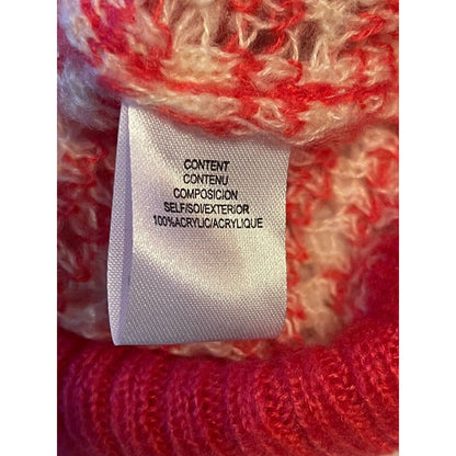 WAYF Long Sleeve Waffle Stripe Crewneck Pullover Sweater Large Pink NWT
