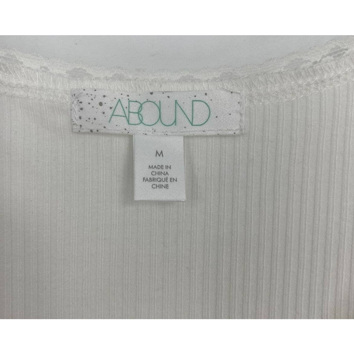 ABOUND Ivory Medium NEW Long Sleeve Lace Trim T-Shirt Scoop Neck Soft Stretchy