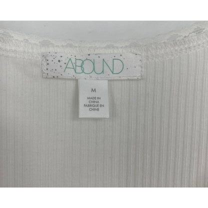 ABOUND Ivory Medium NEW Long Sleeve Lace Trim T-Shirt Scoop Neck Soft Stretchy